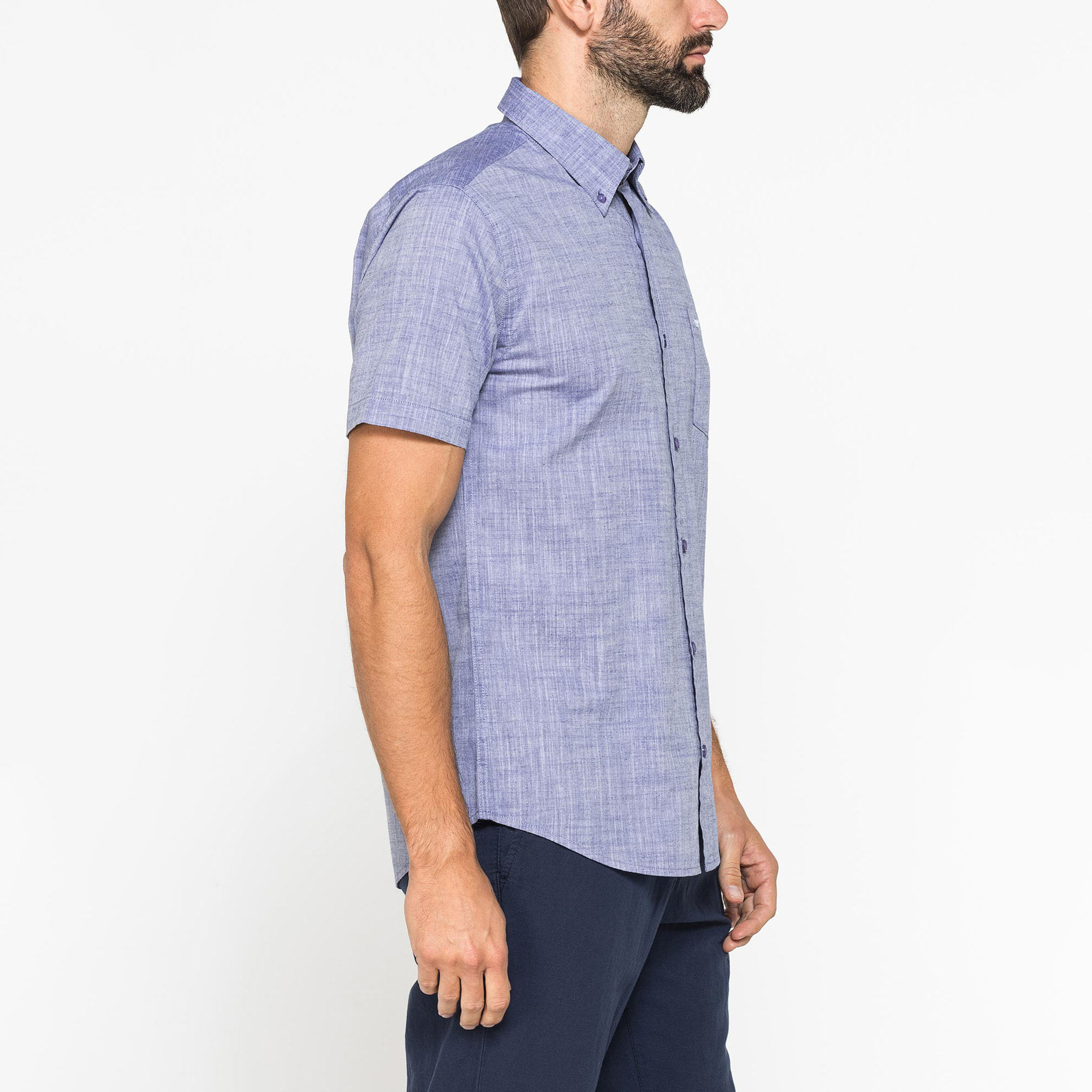CAMICIA IN COTONE FIAMMATO EFFETTO LINO