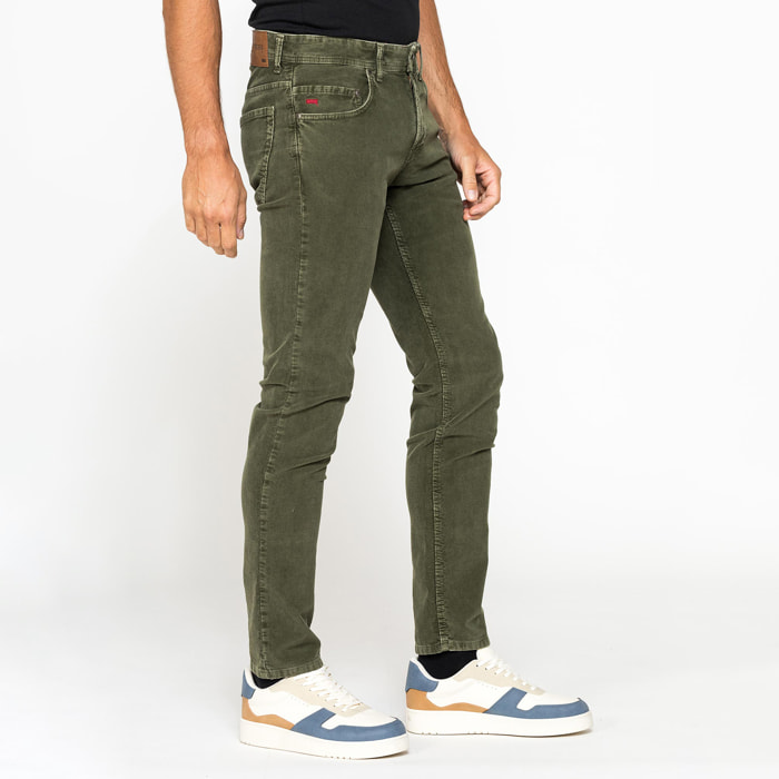 PANTALONE SLIM FIT IN VELLUTO STRETCH TINTURA ACID WASH