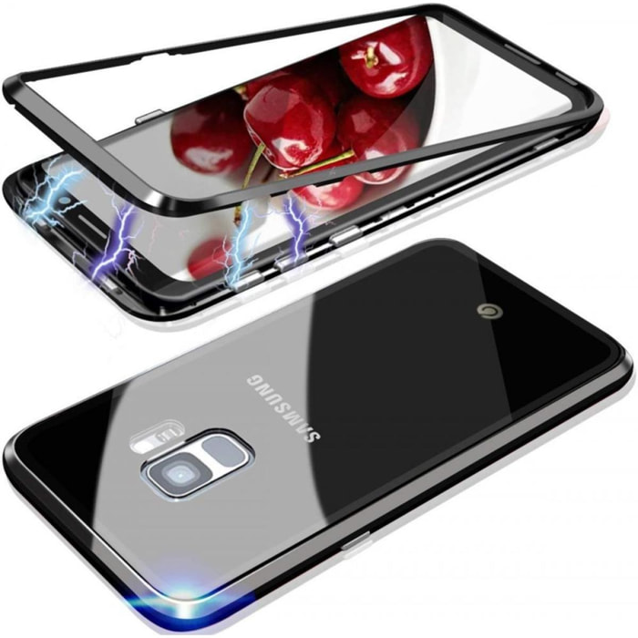 Coque Galaxy S9 Plus 360 intégrale aimanté noir et transparente
