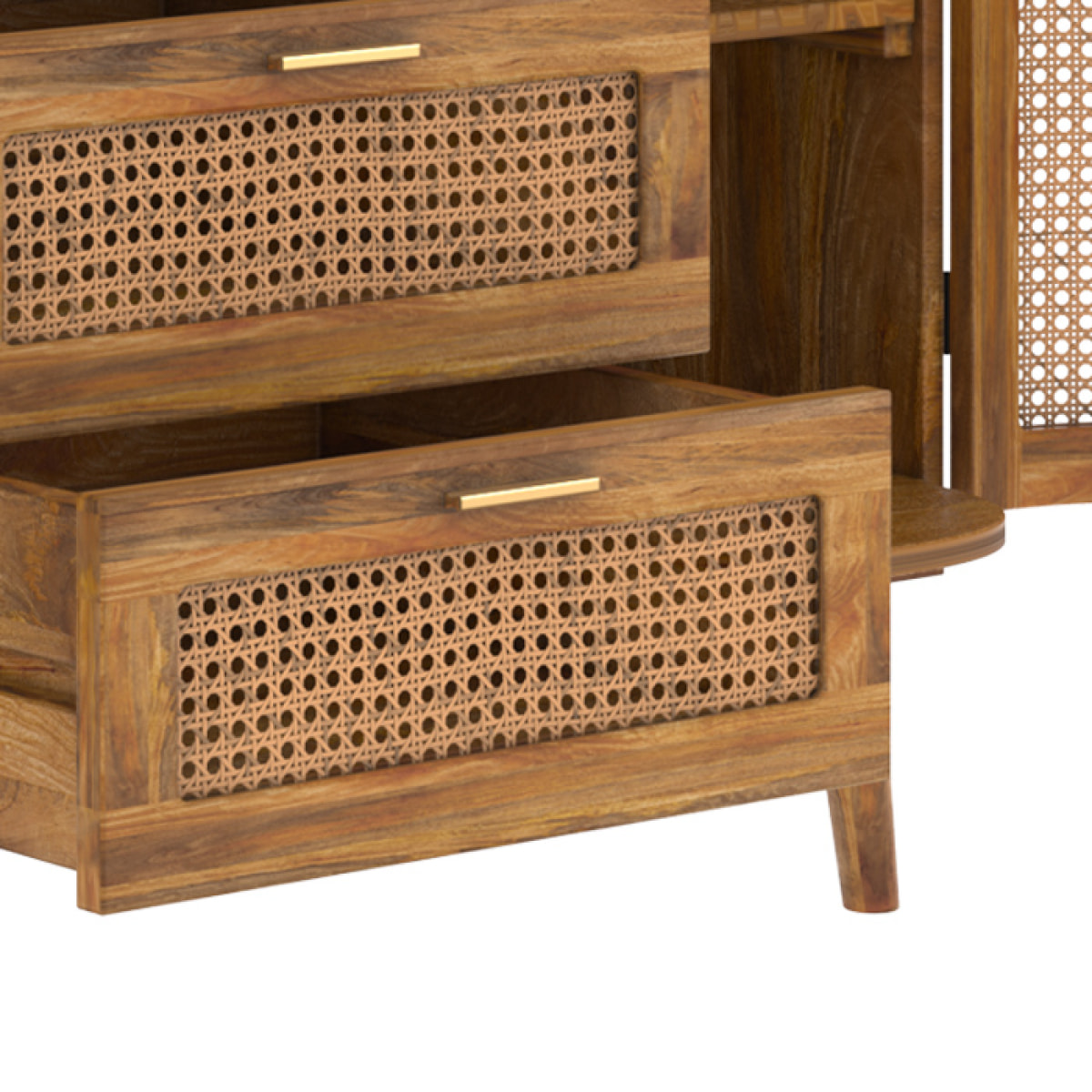Buffet 2 portes et 3 tiroirs en cannage - Wava