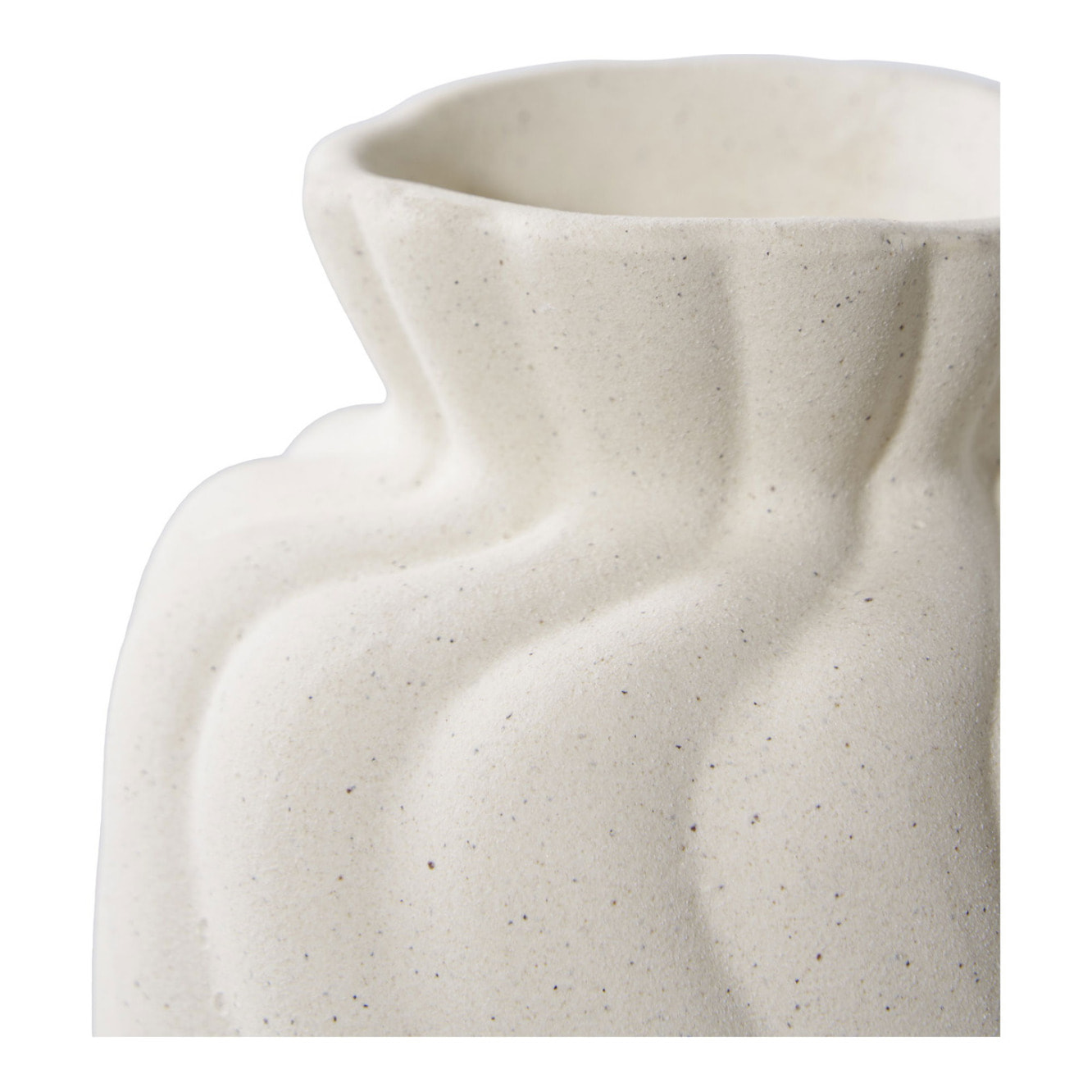 Set 2 vasi in ceramica bianca con superficie a spirale (misure S/L)