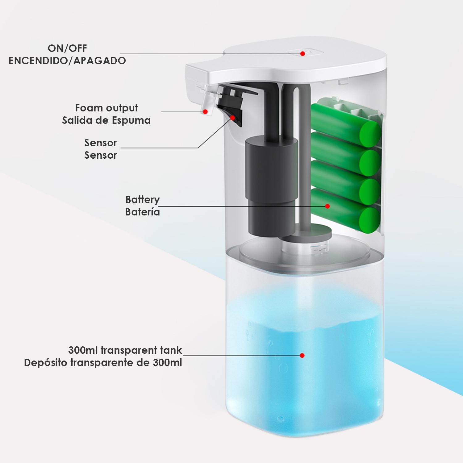 Distributore automatico di sapone e gel a infrarossi, 300ml