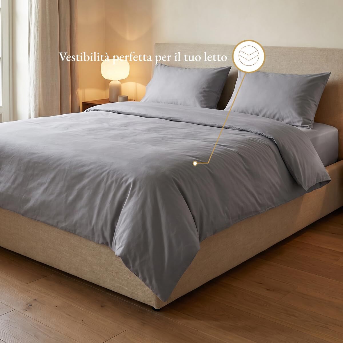 Parure copripiumino in cotone - Grigio