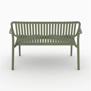 Banquette de jardin en plastique vert kaki 2 places - Ivy