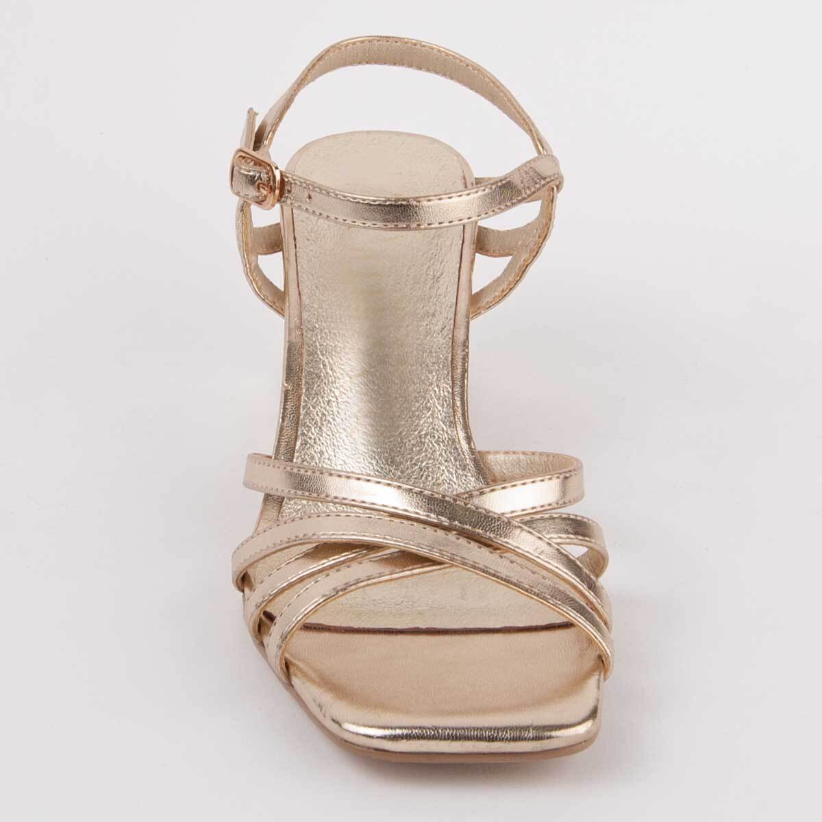 Sandalia De Tacón - Dorado - Altura: 6 Cm