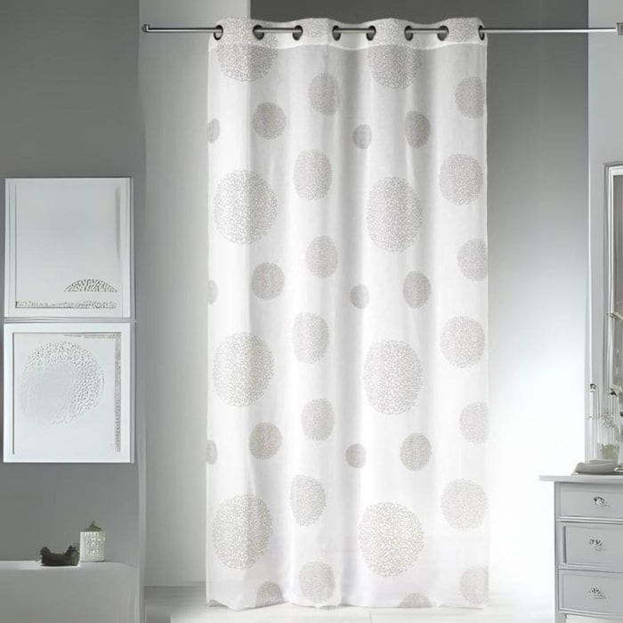 Voilage en Etamine Impression Argent - Beige
