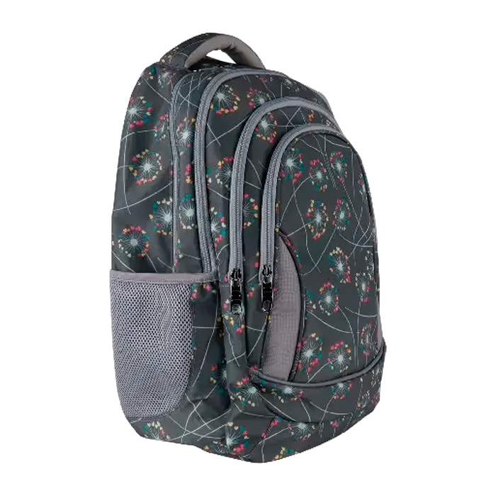 Zaino scolastico con quattro cerniere, pannello imbottito, dettagli riflettenti e compatibile con carrello. 30x16x42 cm.