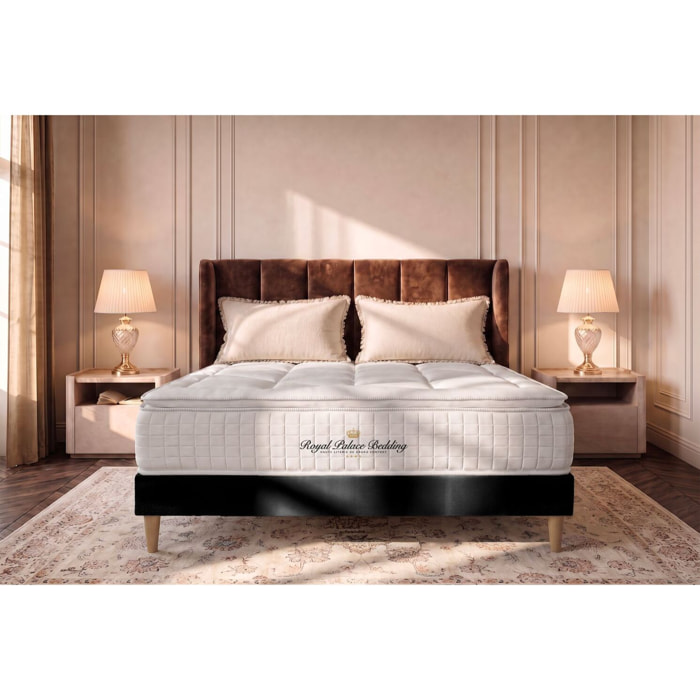Ensemble George V + Sommier tapissier en kit cm d'épaisseur - Matelas à Ressorts ensachés et mémoire de forme de 28cm d'épaisseur