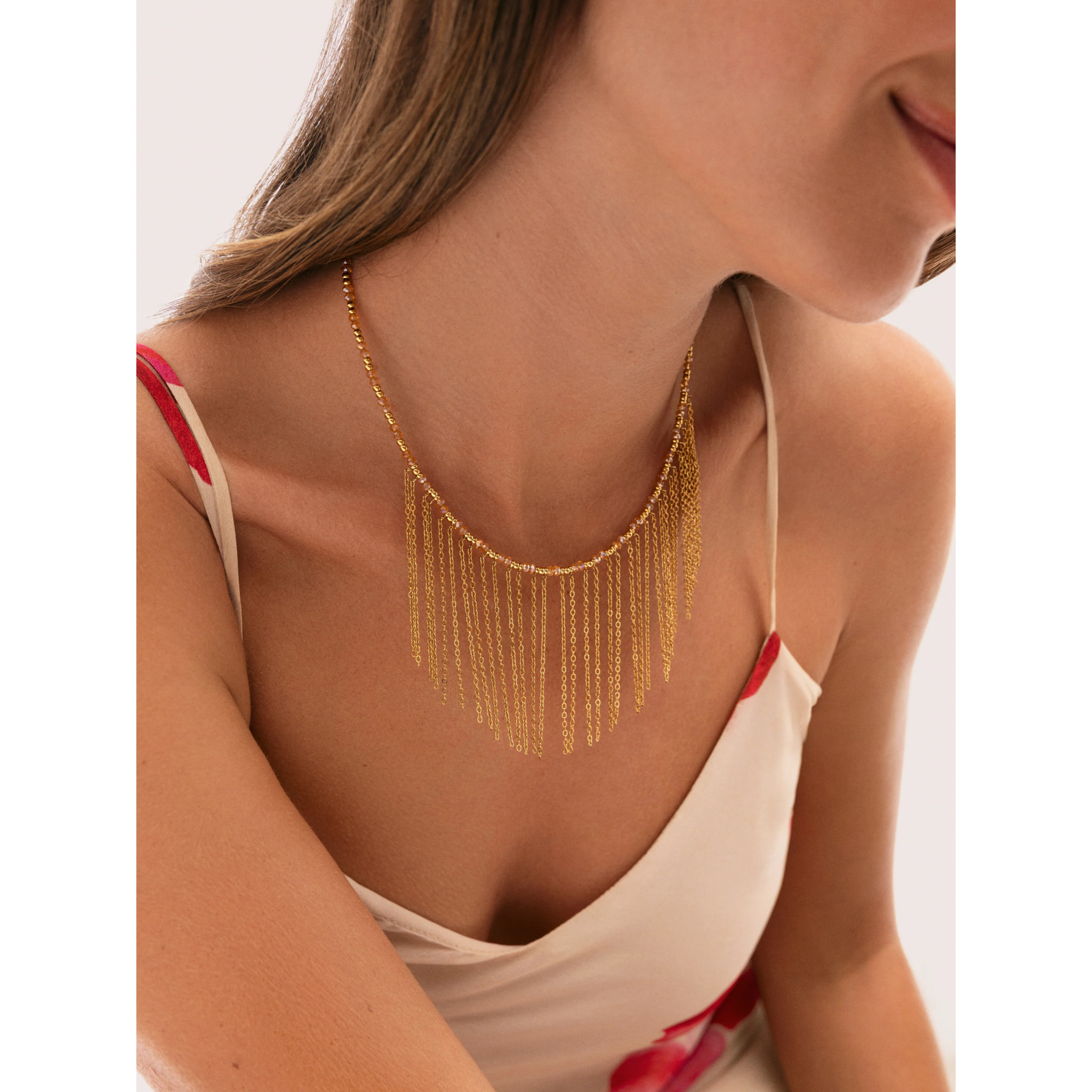 Collar Zafira Champagne Acero Baño Oro