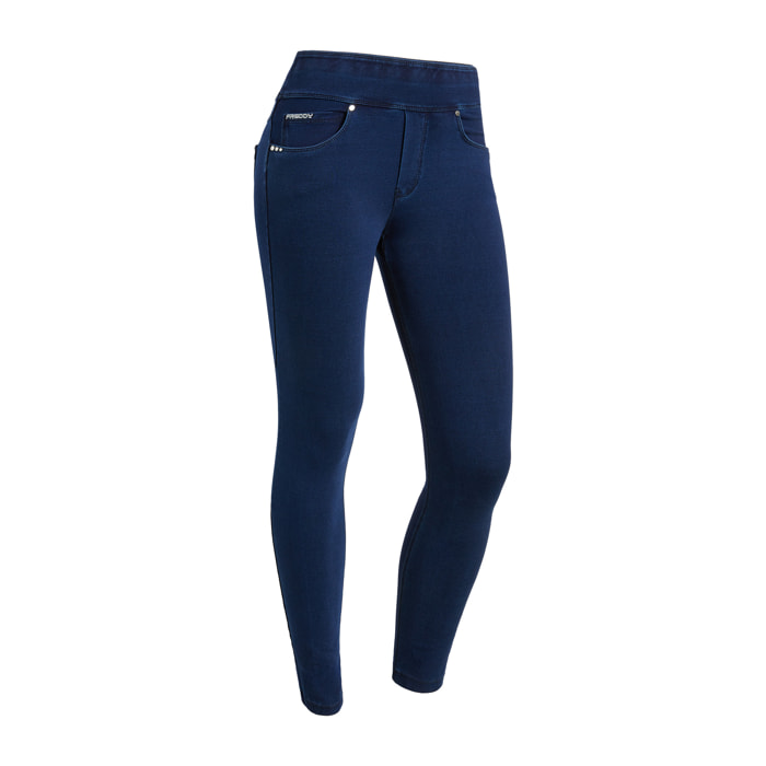 Pantaloni N.O.W.® skinny vita risvoltabile in jersey denim