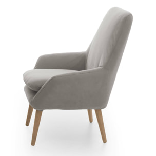 Poltrona Anido, Poltrona di design da salotto, 100% Made in Italy, Poltroncina relax in tessuto imbottito, Cm 80x70h95, Grigio