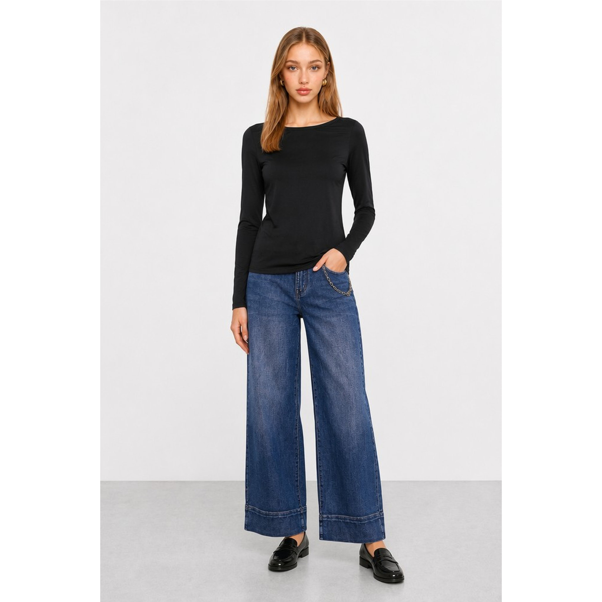 Kocca - T-shirt da donna girocollo elasticizzata a maniche lunghe Donna