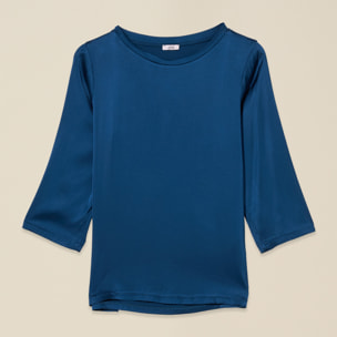 Oltre - Blusa in raso di viscosa stretch - Blu