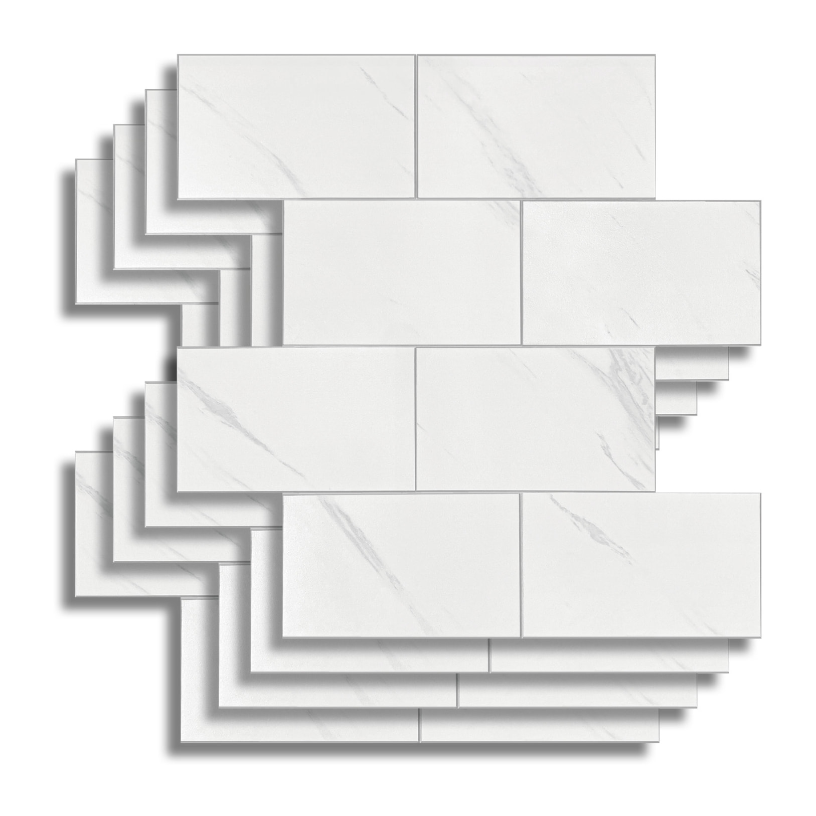 Crédence adhésive murale 3D  - Effet carrelage 4 pièces - Blanc