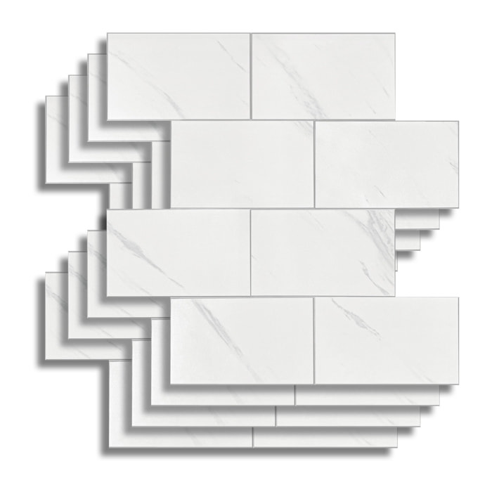 Crédence adhésive murale 3D  - Effet carrelage 4 pièces - Blanc