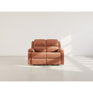 Armand - Canapé 2 places relax électrique en velours côtelé - Terracotta