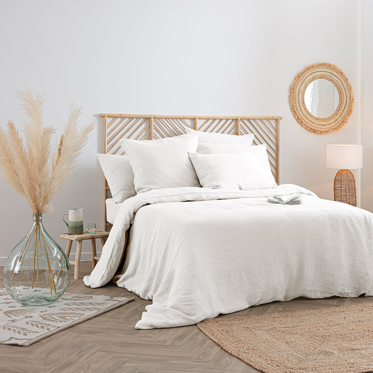 Housse de couette "Linah" lin lavé blanc 260x240cm