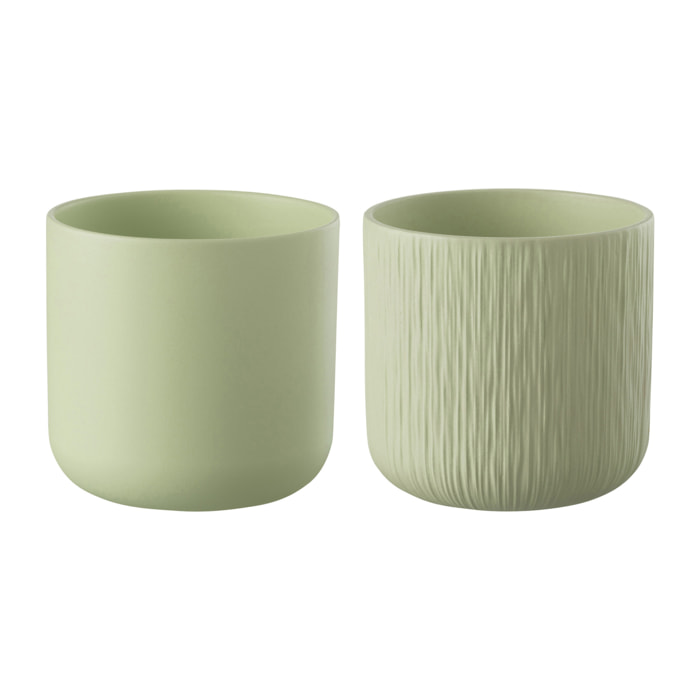 J-Line cache-pot Gen - céramique - pistache - large - 2 pièces - Ø 18.5 cm