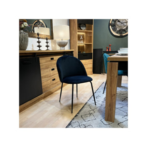 Chaise de repas tissu velours dossier capitonné pieds métal – CLEA 2