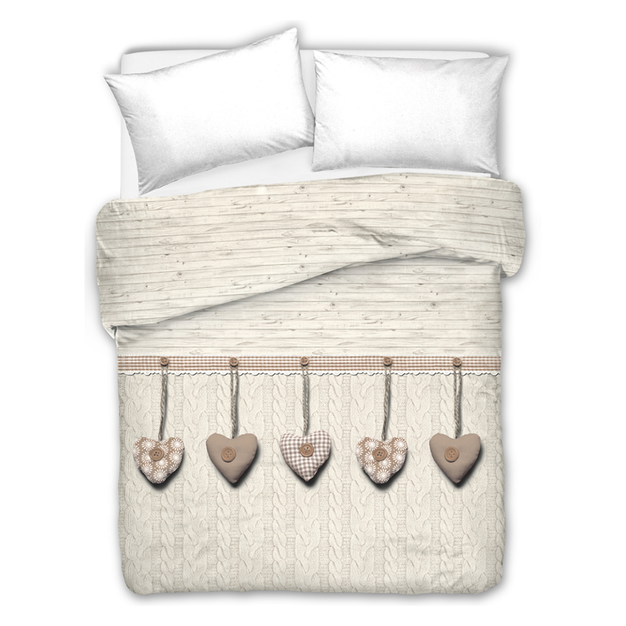 Copriletto di cotone cuore appeso beige