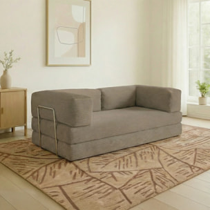 TRENDY - Canapé compressé 3 places modulable en velours côtelé taupe