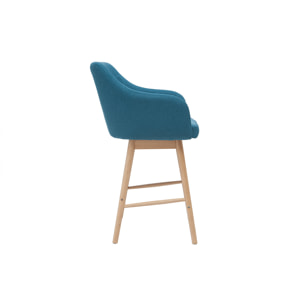 Tabourets de bar scandinaves bleu canard et bois H65 cm (lot de 2) BALTIK