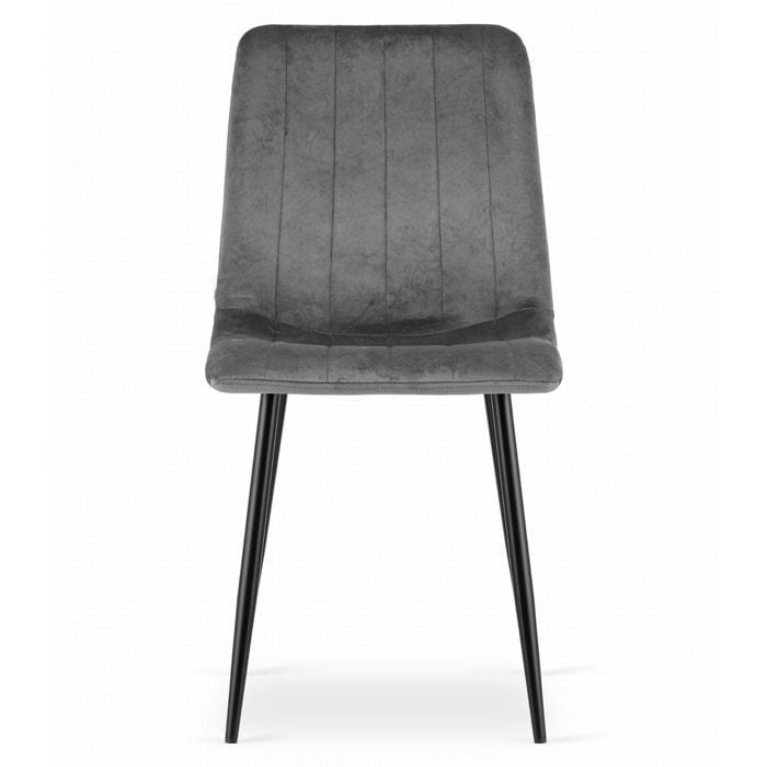 Sedia Lava in velluto grigio scuro e metallo nero