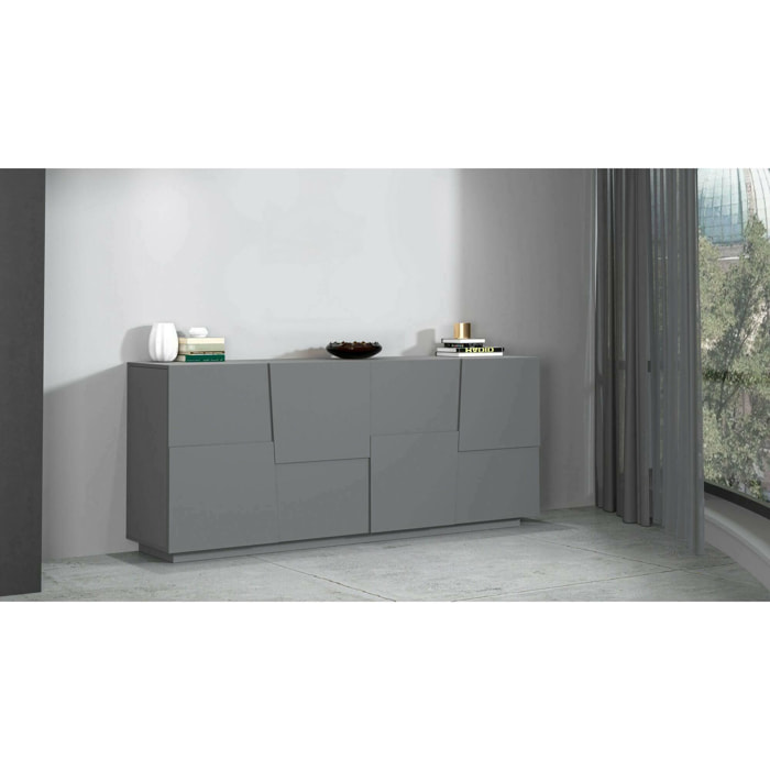 Credenza Ddambrosi, Buffet da soggiorno, Madia da salotto moderna con 4 ante, 200x44h86 cm, Antracite