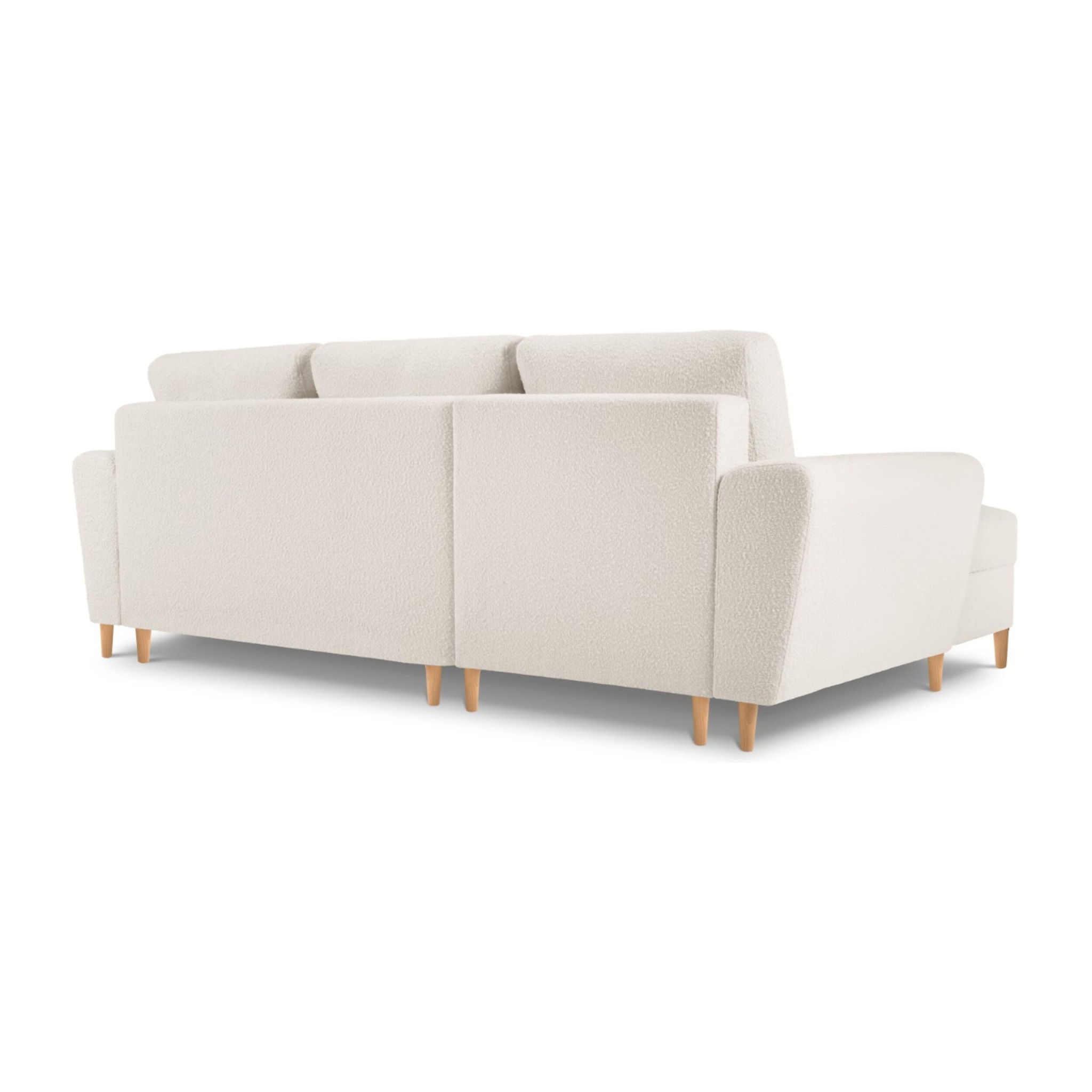 Canapé d'angle gauche convertible avec coffre de rangement "Kyoto" 4 places en bouclé beige