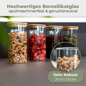 Set 4 bocaux en verre conception angulaire et couvercle en bois de haute qualité Classbach C-VD4027