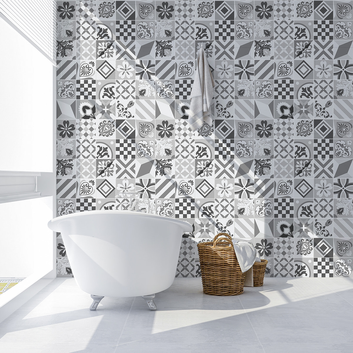 Stickers muraux - Sticker Mural Carrelage adhésif Cuisine Salle de Bain - 60 STICKERS CARRELAGES AZULEJOS ARDURO