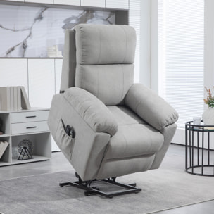 Fauteuil de massage fauteuil releveur électrique inclinaison réglable repose-pied ajustable tissu gris clair