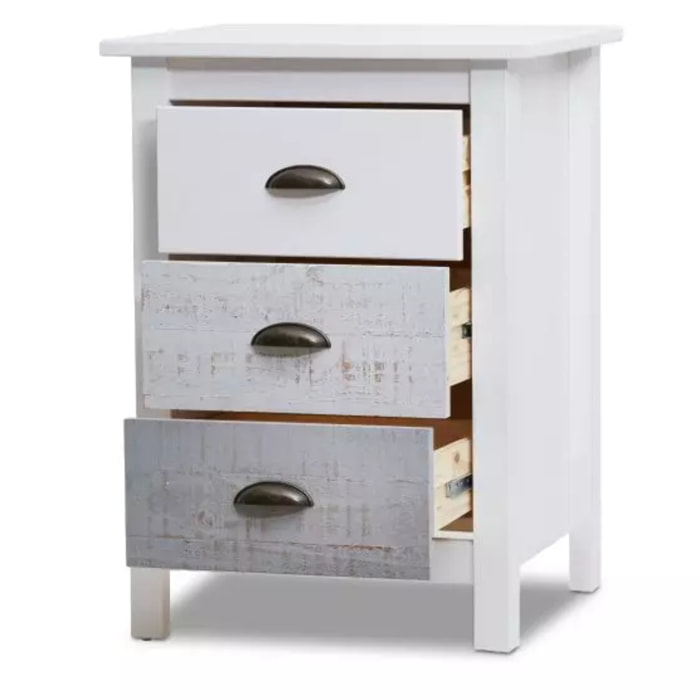 Mesita de noche Ocean 3 cajones Blanco - Vintage Colors