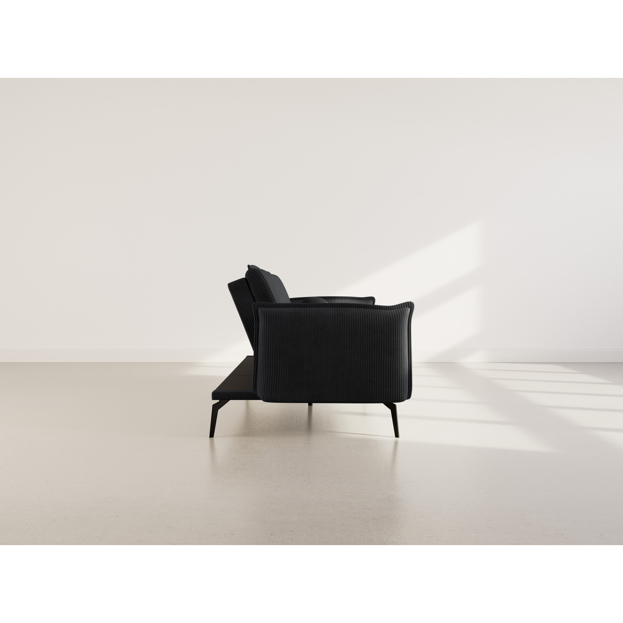 Lexie - Canapé convertible clic-clac 2 places en velours côtelé - Noir