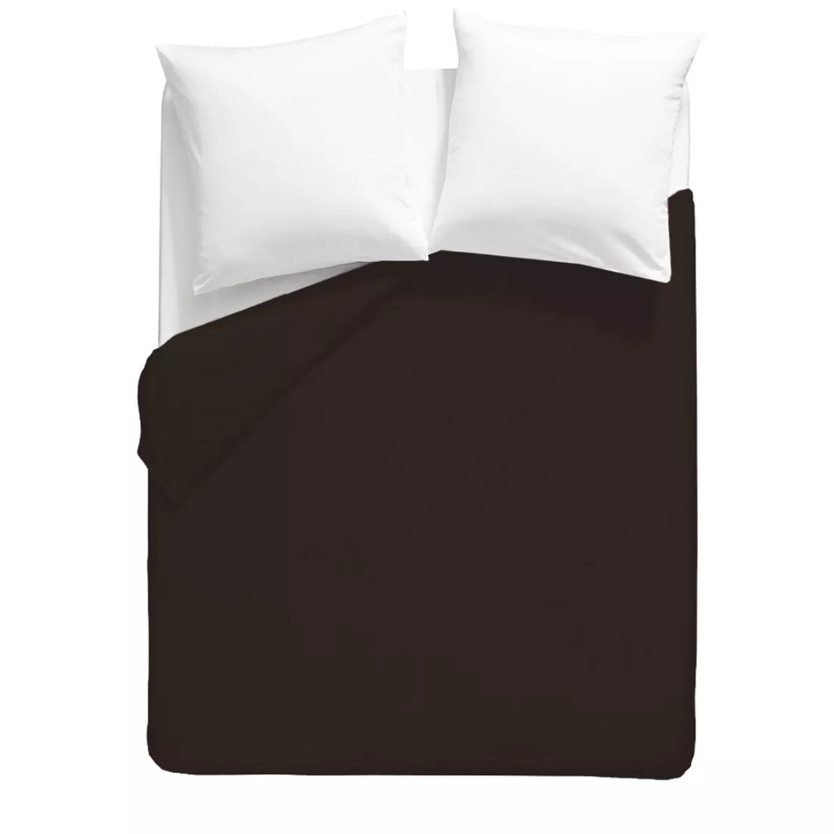 Housse de couette percale de coton uni chocolat Giulia chocolat