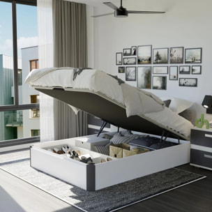 Canapé con zapatero 135x190 cm en blanco y grafito Luxury Plus 3D Blanco - Grafito