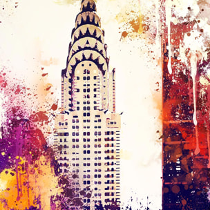 Papier peint graphique chrysler building color Intissé