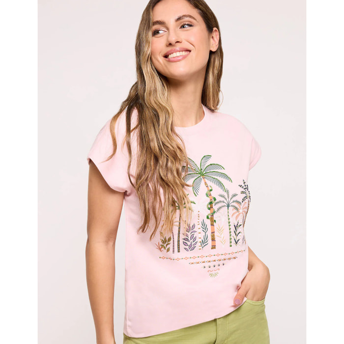 Camiseta Estamapada Manga Corta Rosa - Snake