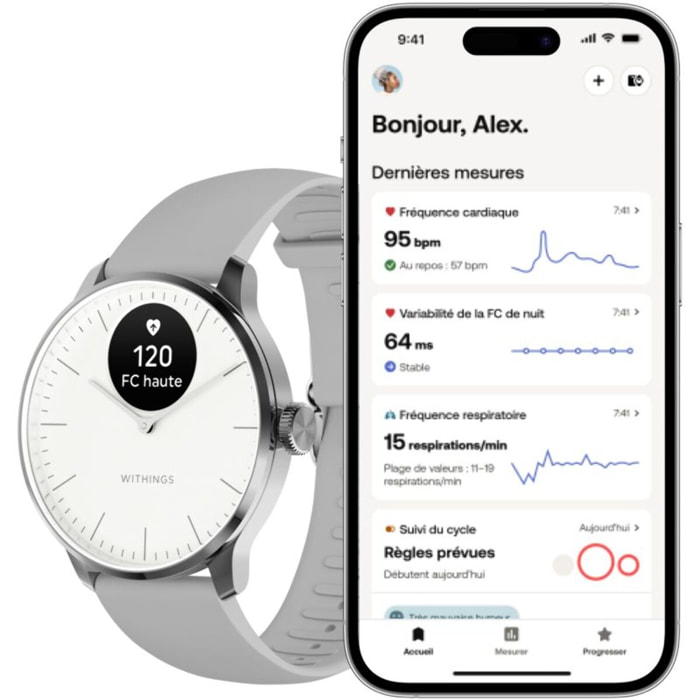 Montre santé WITHINGS Scanwatch Light Blanche