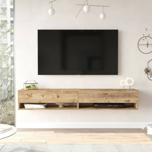 Mobile porta TV Dkechrid, Credenza da soggiorno, Armadio basso per TV, Base parete attrezzata, 180x32h29 cm, Quercia