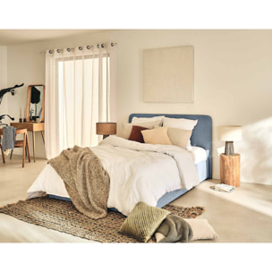 Goyave - lit coffre - 140x190 - en tissu - sommier inclus - Bleu
