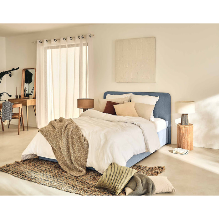 Goyave - lit coffre - 140x190 - en tissu - sommier inclus - Bleu
