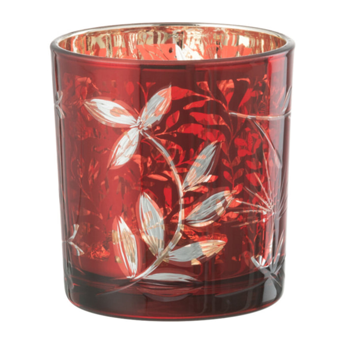 J-Line photophore Feuilles - verre - rouge/or - small