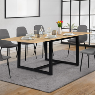 Table à manger dépliante Memphis bois et noir 80-160cm