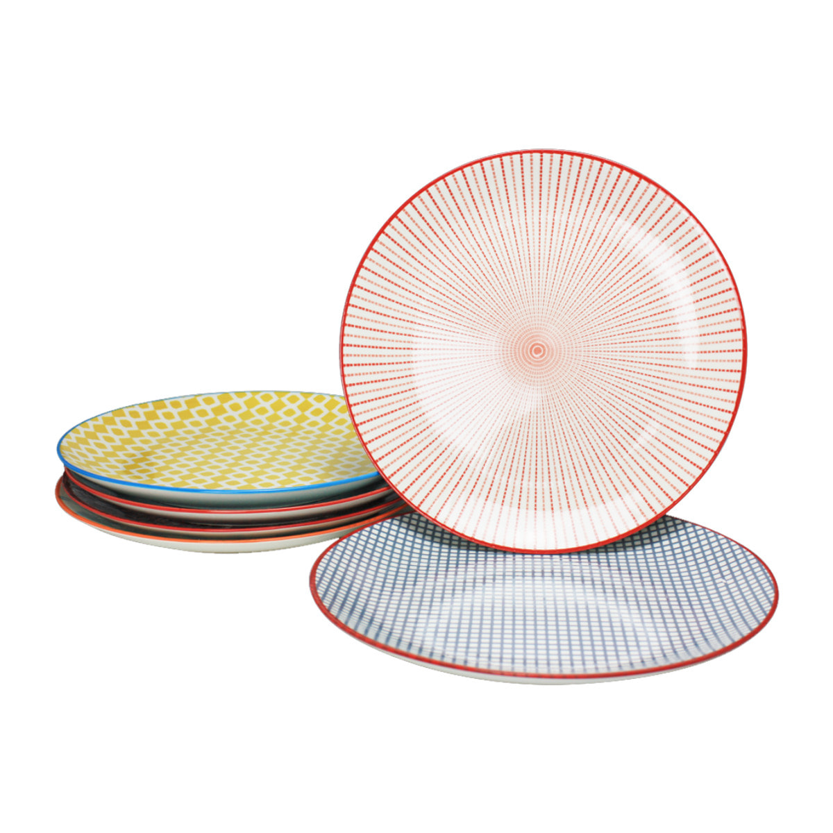 Lot de 6 grandes assiettes design 1, SABAE