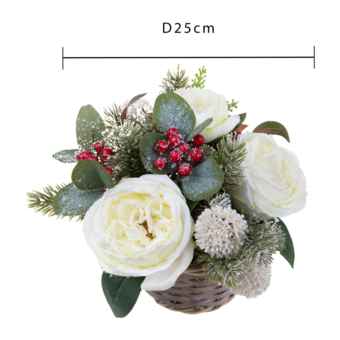 Centro Tavola Con Peonie. Diametro 25 Cm - Pezzi 1 - 25X5X25cm - Colore: Bianco - Bianchi Dino