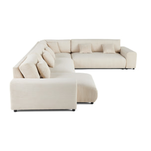 Garance - canapé modulable d'angle droit - 8 places - en velours côtelé - Beige