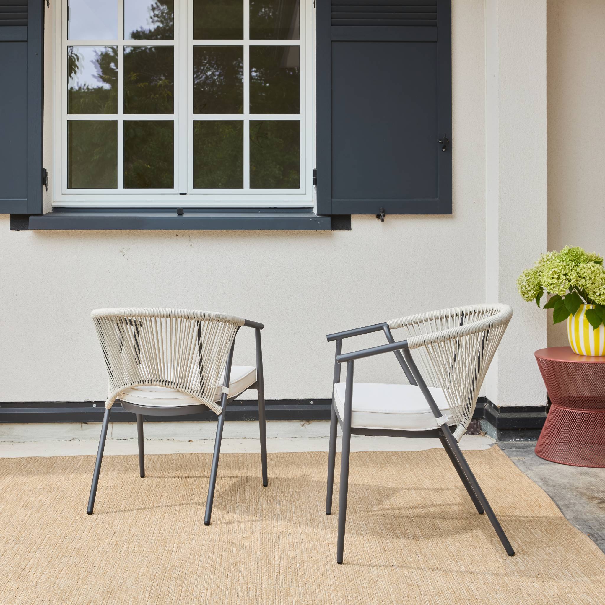 Fauteuil de jardin empilable acier et cordes (lot de 2) LIORA