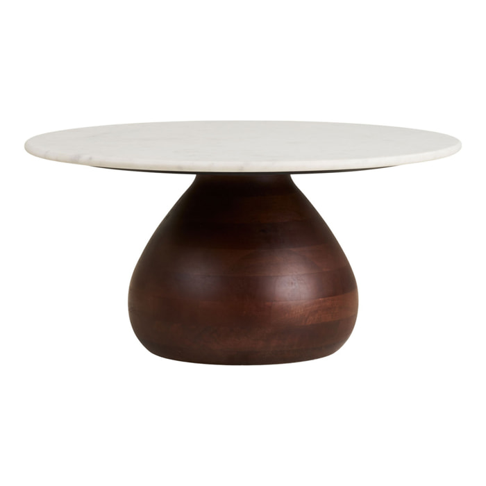 Tavolino da salotto Heide in legno di mango e marmo bianco ø70 cm