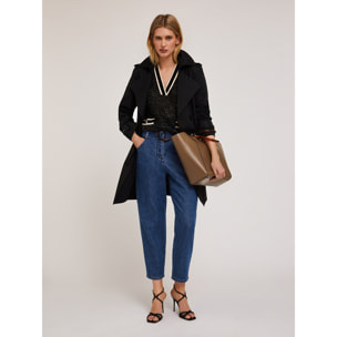 Motivi - Trench doppiopetto in tessuto tecnico - Nero